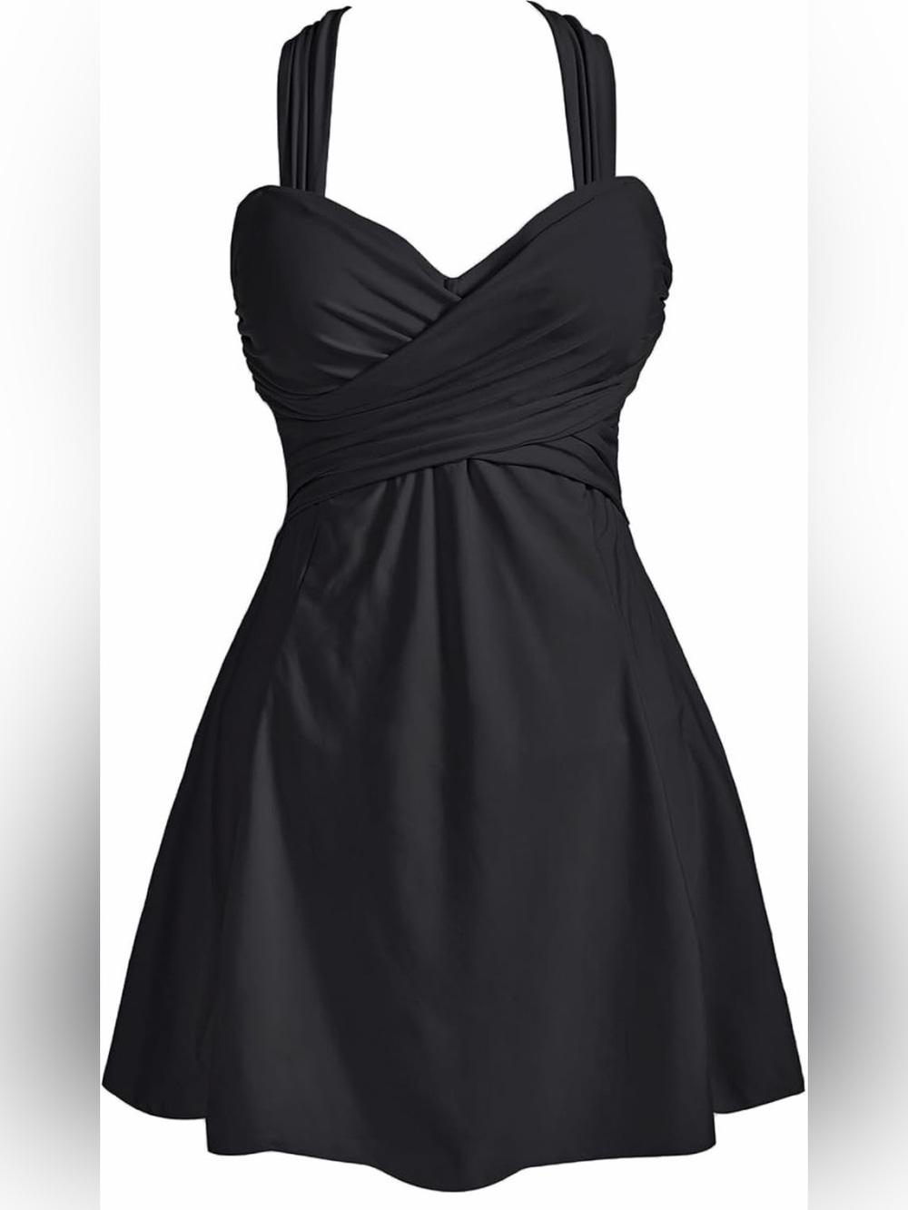 COCOPEAR Black Swim Dress One Piece Swimsuit Cross Back Size XL